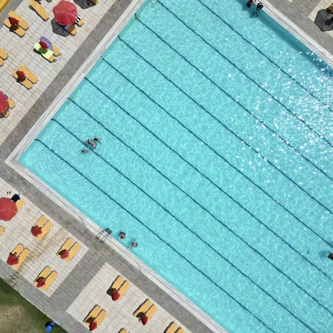 Olympic pool with clear blue water